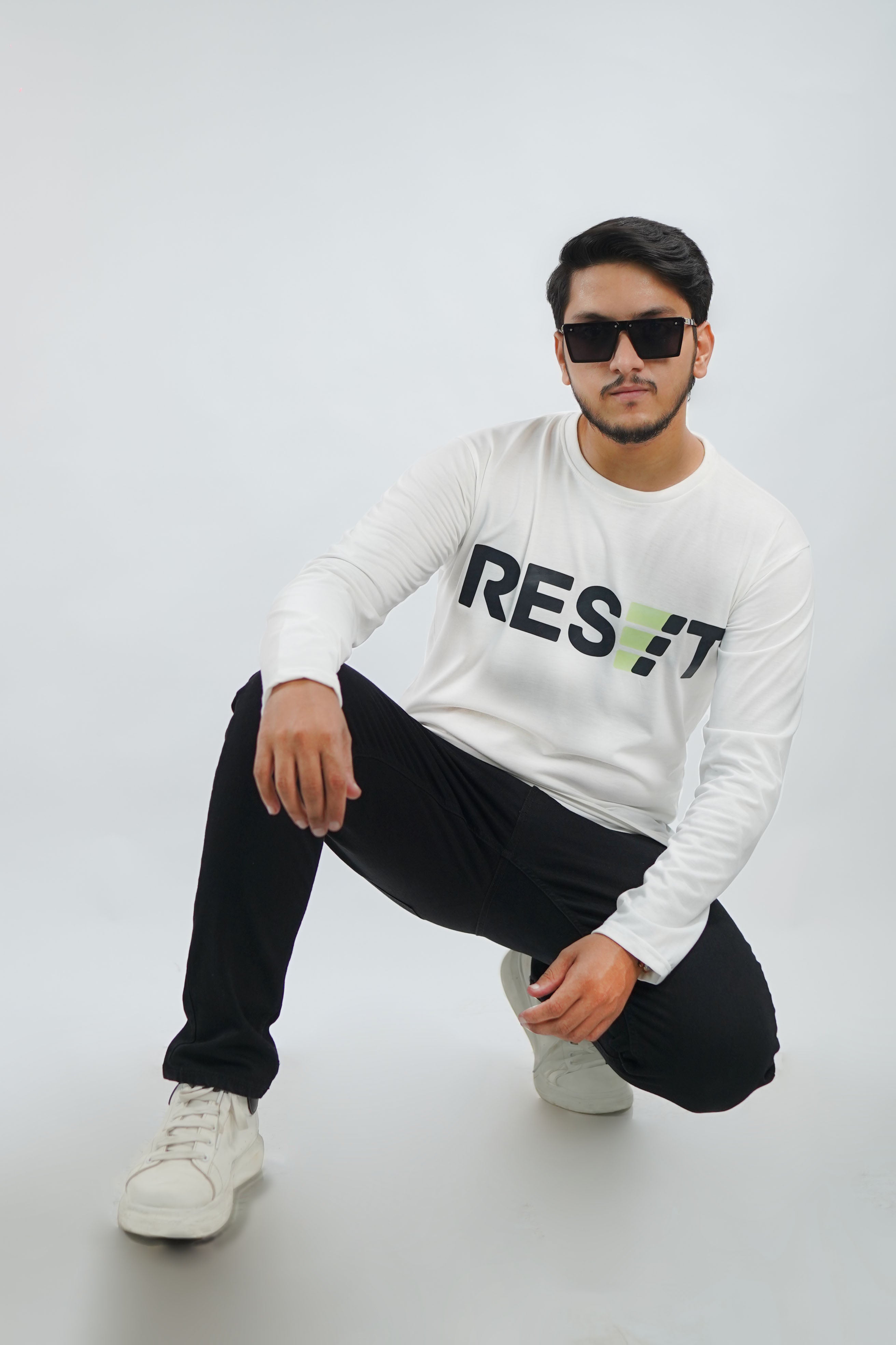 RESET PRINTED FULL SLEEVE T-SHIRT – UNISEX CLASSIC FIT