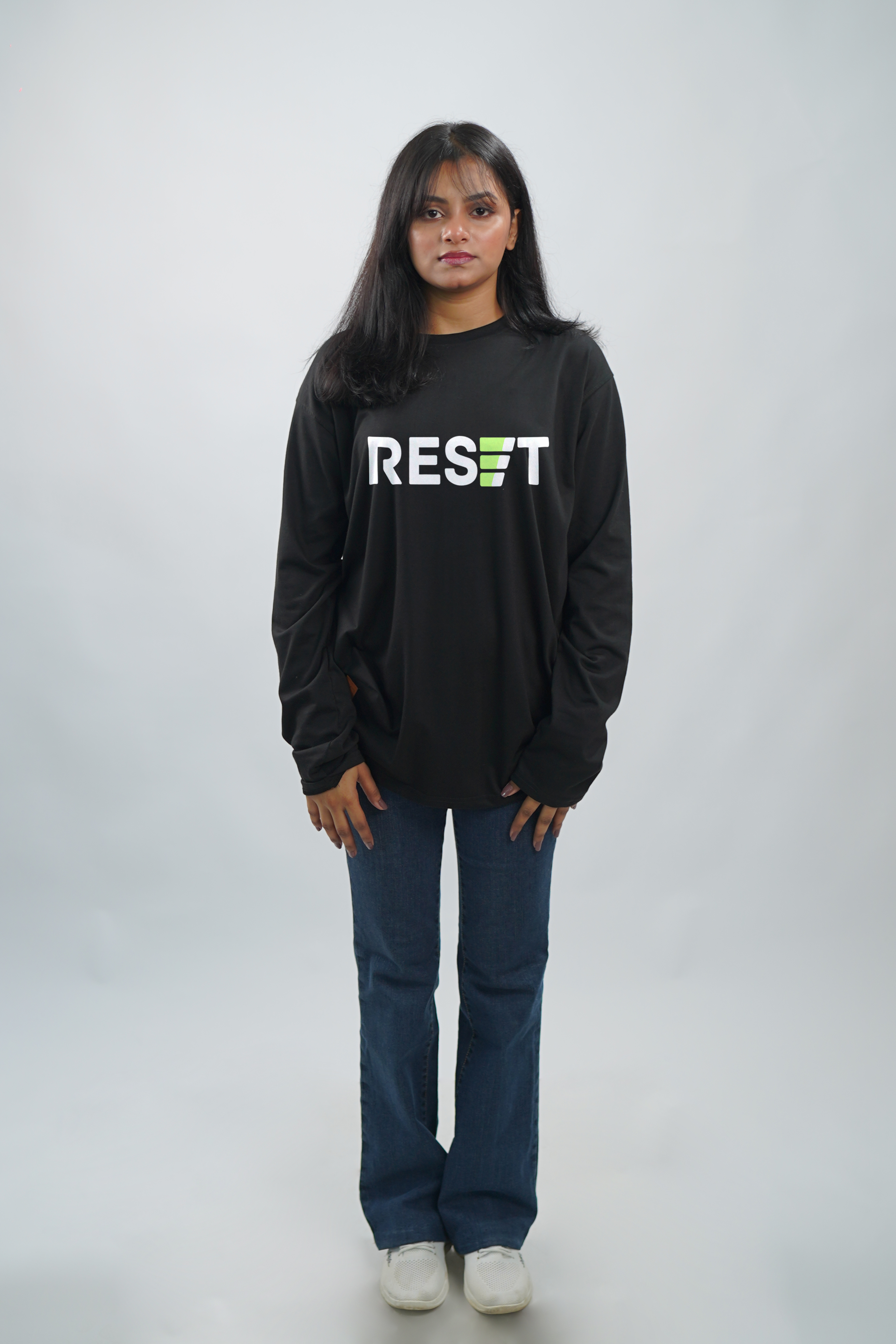 RESET PRINTED FULL SLEEVE T-SHIRT – UNISEX CLASSIC FIT